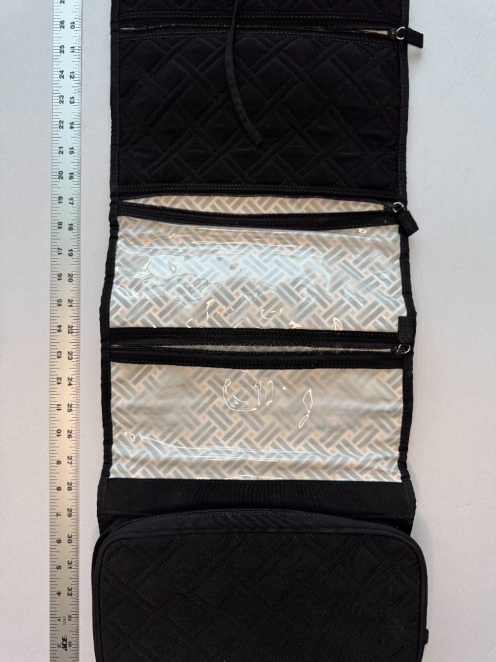 Vera Bradley Hanging Travel Organizer Classic Black Quilted Cosmetic Bag